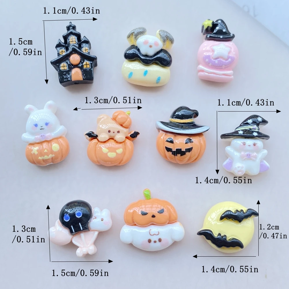 20 шт. милые мини-кабошоны на Хэллоуин летучая мышь тыква плоская задняя часть