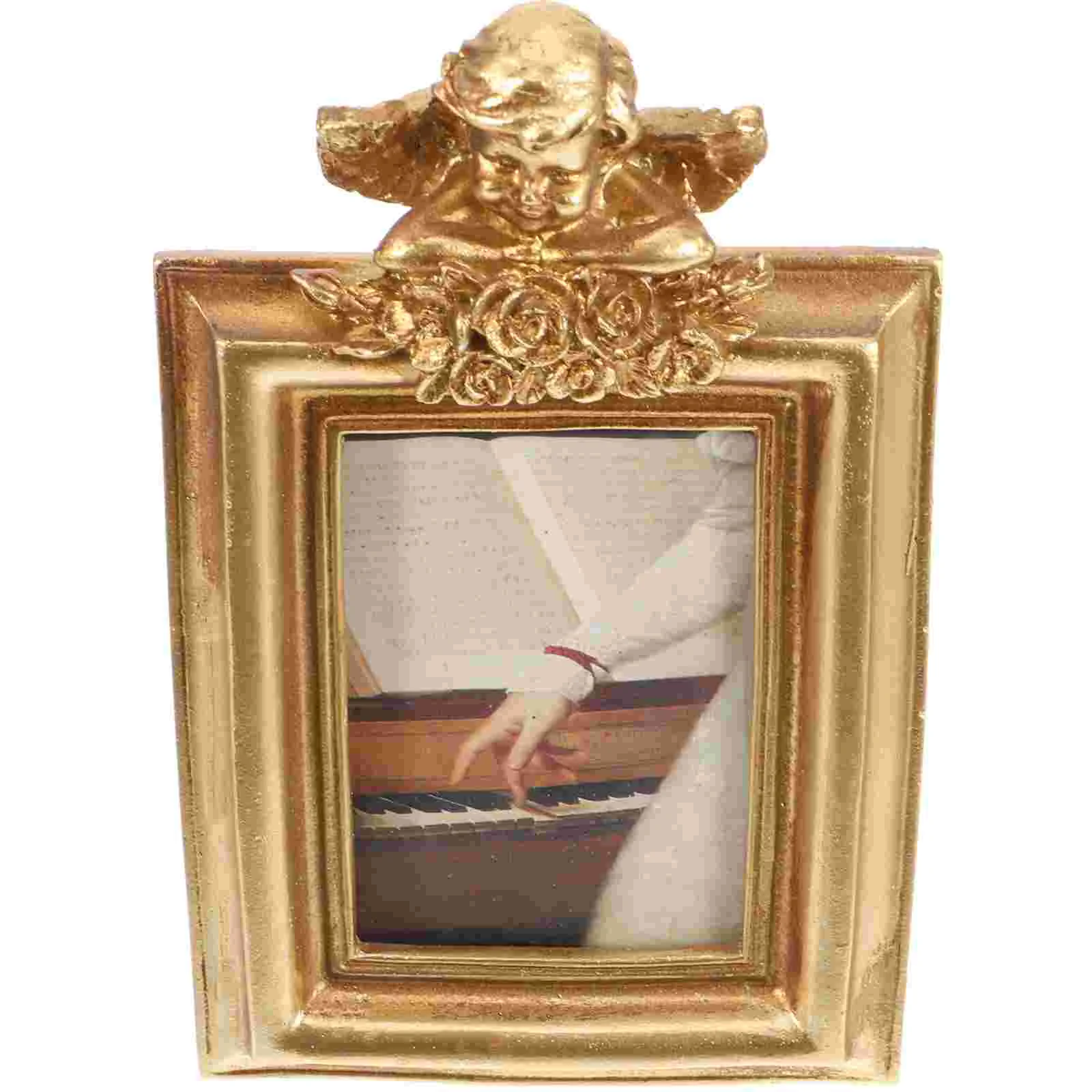 

Angel Photo Frame Small Resin Picture Square Frames Desktop Display Antique Tabletop