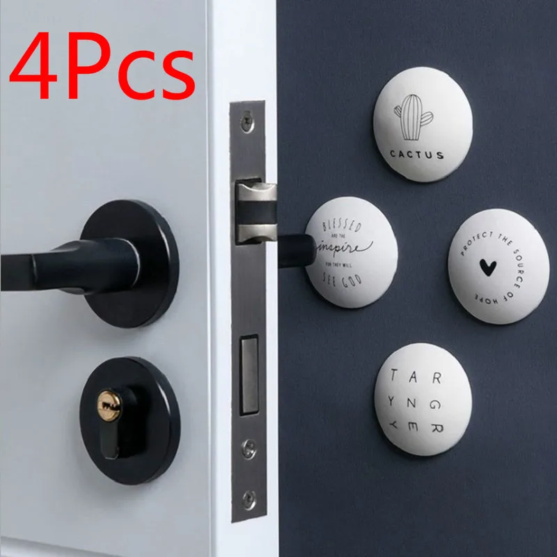  - 4Pcs Self Adhesive Door Stopper Rubber Round Wall Protector Sticker Door Handle Silicone Bumper Guard Stopper Door Crash Pads