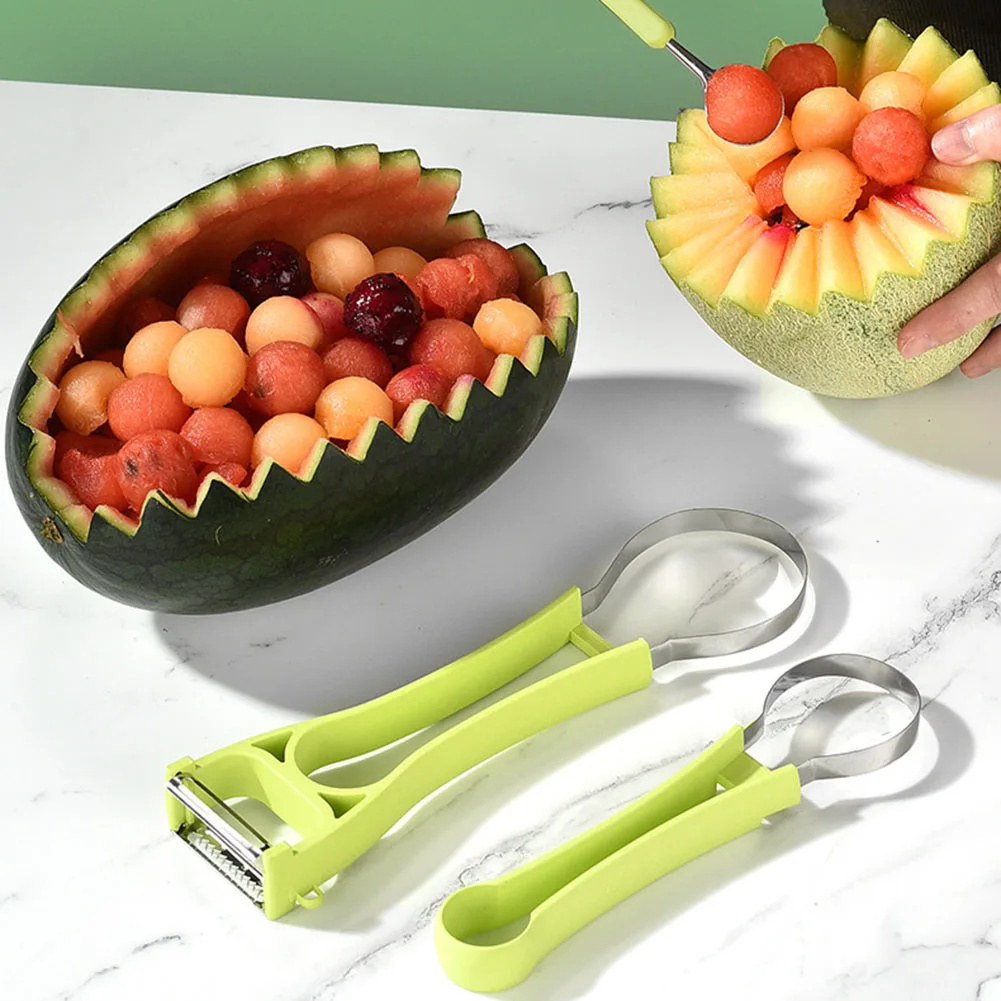 

Watermelon Splitter Melon Ballers And Fruit Scoop Set Stainless Steel Watermelon Cutter Fruit Carving Tools Cocktail Spoon