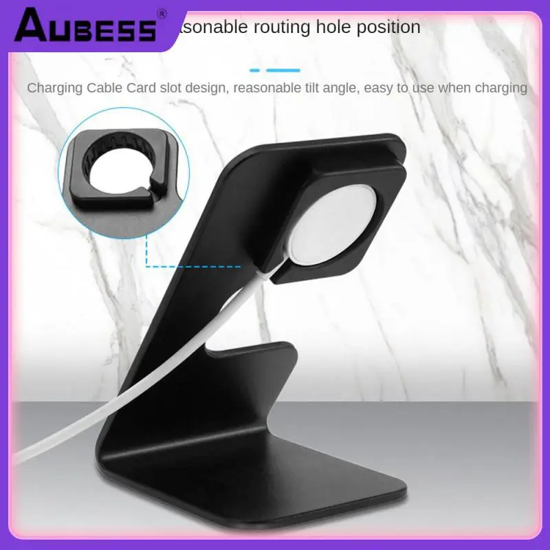 

1 Pcs Aluminum Alloy Charger Station For Apple Watch Magnetic Suction Watch Charging Bracket Non-slip Black Stable Convenient