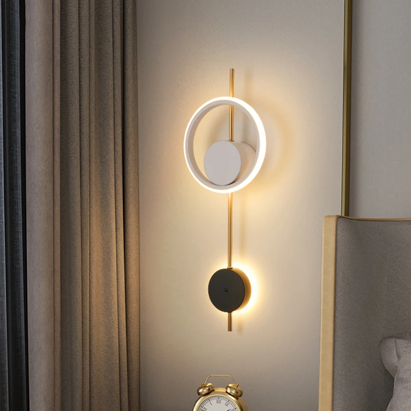

JMZM Modern Wall Lamp Round Bedside Light Indoor LED Wall Background Derorative Light For Living Room Aisle Bedroom Stair Lamp