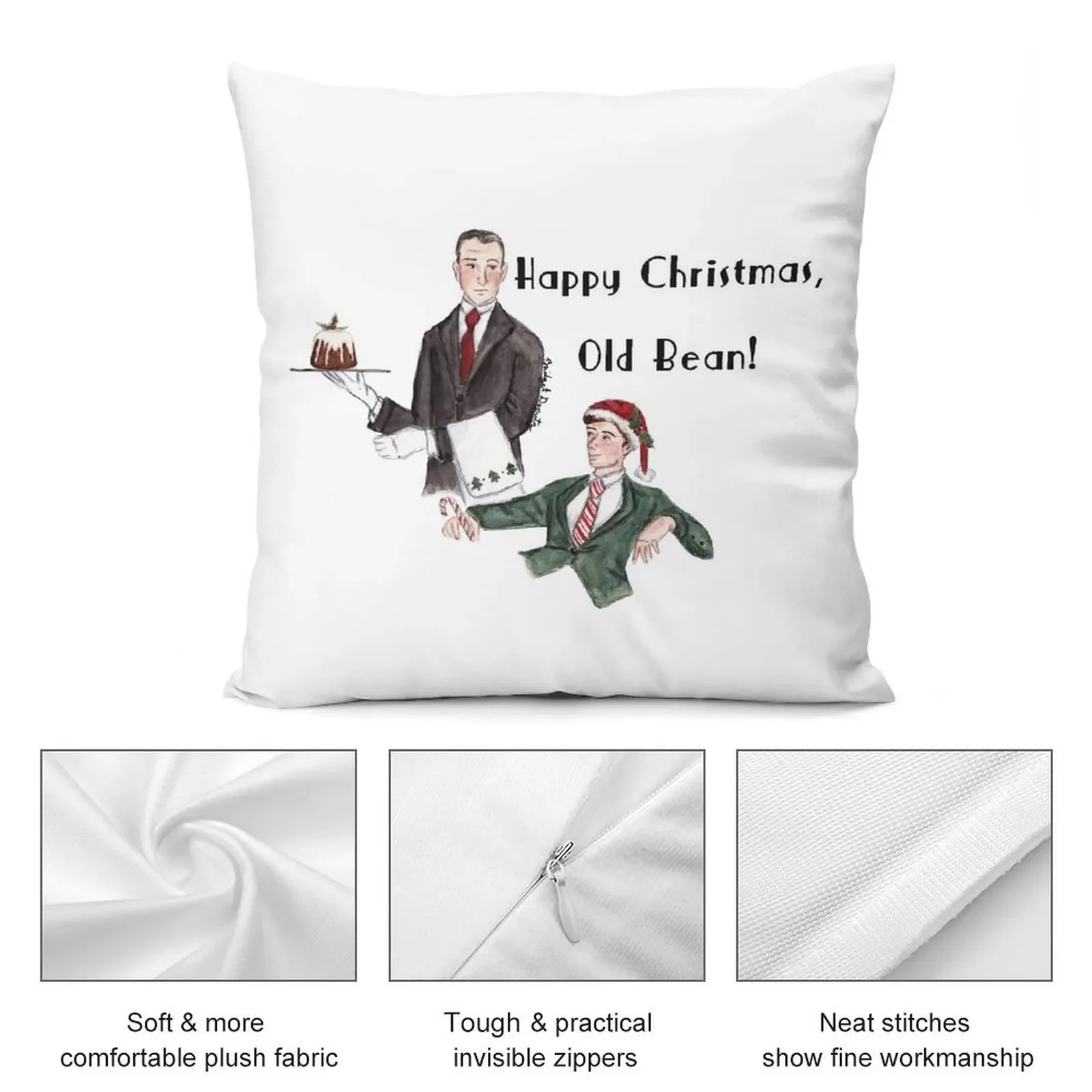 Веселый Юле-Тяд Дух П.Г. Декоративная подушка Wodehouse Jeeves and Wooster рождественская