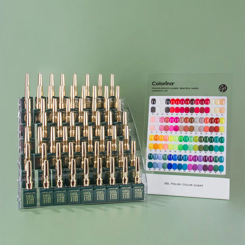 

60 Colors 12ml Fine Painted Nail Polish Ferrule Boxes with Color Plates