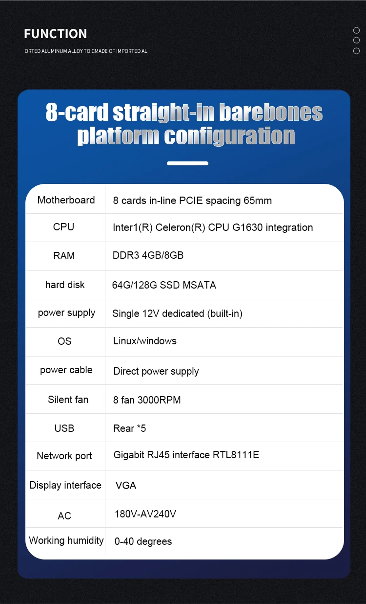 Материнская плата ETH Miner со встроенной картой B85M 65 мм/PSU 200 Вт/8 ГБ ОЗУ/128 Гб SSD/8