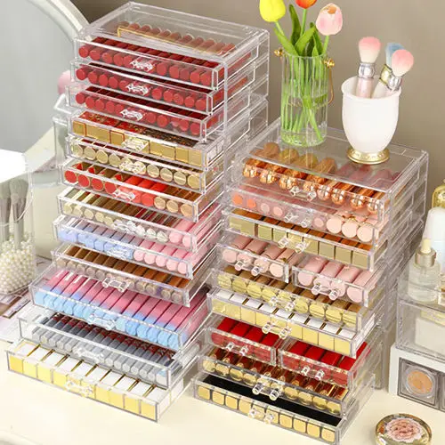 

Organizer Cosmetic Storage Box Lipstick Holder Jewelry Organizer Pen Holder Stationery Storage Box Drawer Transparent Acrylic