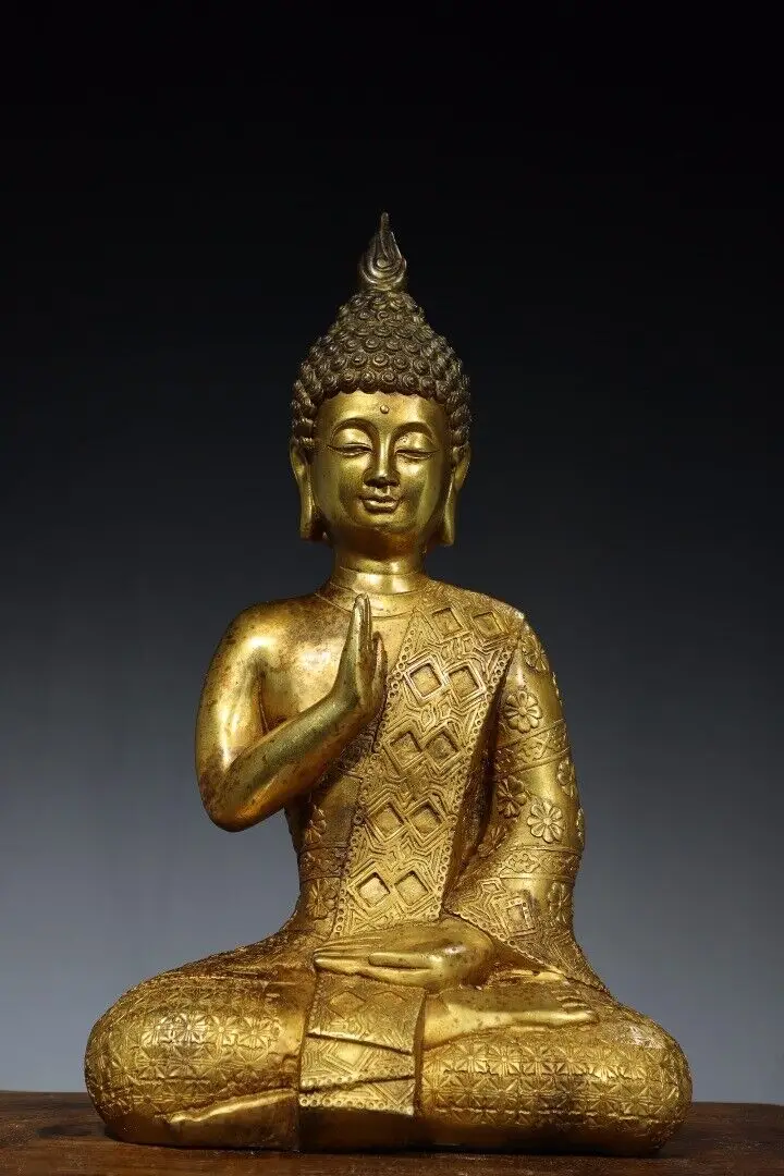 

37 cm China Brass Gild Buddha Statue old Bronze Buddha Statue Sculpture