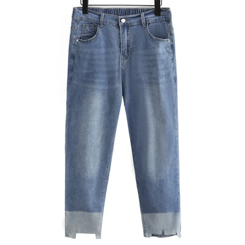 

Plus Size Women Drainpipe Jeans Oversized Curve Clothes Thin Stretch Skinny Denim Cigarette Pants Summer 2023