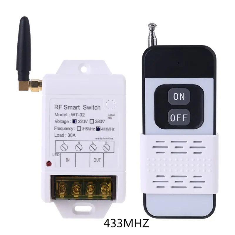 

315MHZ 433MHZ 220V 380V 30A Relay Wireless Remote Control Switch Receiver with Led Light 2000M Transmitter Ultra High cinebox