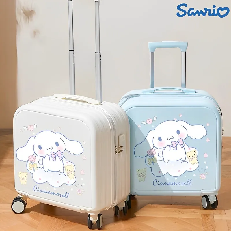 

New Sanrio Kawaii Cinnamoroll Kuromi Luggage Suitcase Carry Rolling Travel Suitcase High Capacity Portable Aircraft Trolley Case