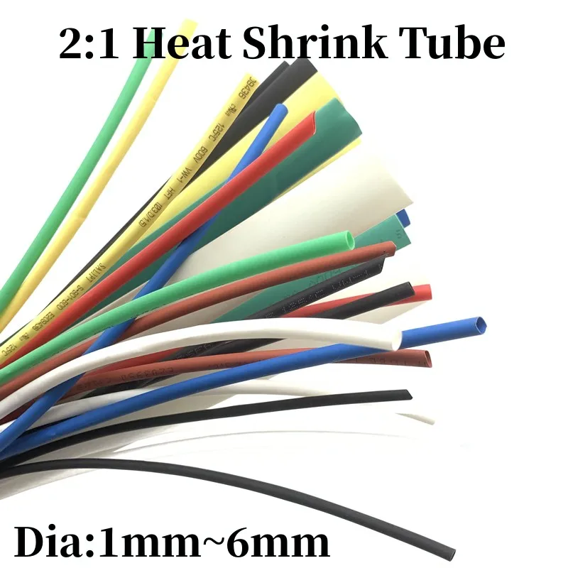 

10M Diameter 1 1.5 2 2.5 3 3.5 4 4.5 5 5.5 6mm Polyolefin 2:1 Heat Shrink Tube Insulated Cable Sleeve Wrap Wire Connector Repair