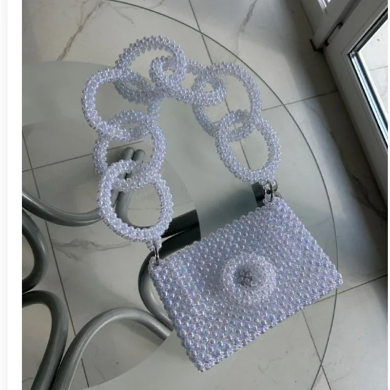 Новая модная женская сумка на плечо с бусинами ручной работы современная