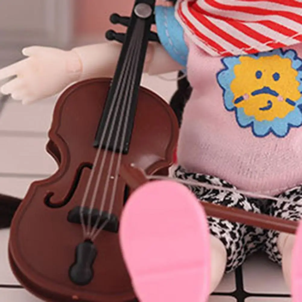 

Trendy Miniature Music Instrument Vivid Home Decoration Dollhouse Violin Toy Dollhouse Violin Toy 2Pcs