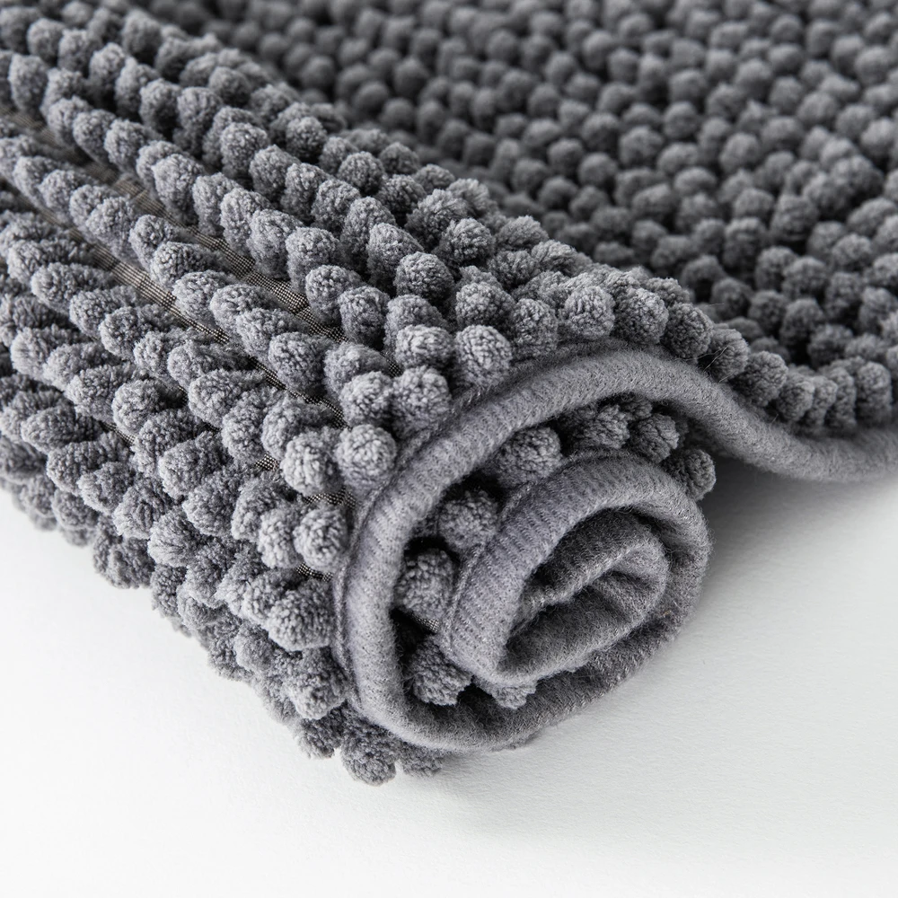 

Simple Grey Flocking Bath Mat Home Decoration Door Mat Non-slip Absorbent Bathroom Doormat Super Soft Fiber Bath Rug