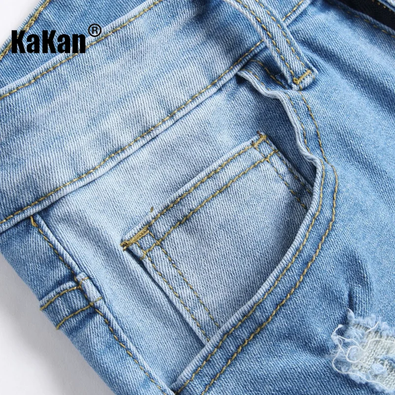 Kakan - European and American New Summer Men's Split Hole Jeans Men's Wear, Trendy Mid pants Scratched Short Jeans K09-212
