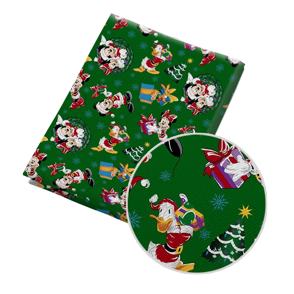 

50*145CM Wholesale Custom Christmas Theme Disney Mickey Minnie Cartoon Printed Twill Fabric for Patchwork Needlework Material