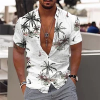 2022 cotton mens shirt summer shirt mens hawaiian shirt casual fashion street short sleeves coconut tree beach vacation party