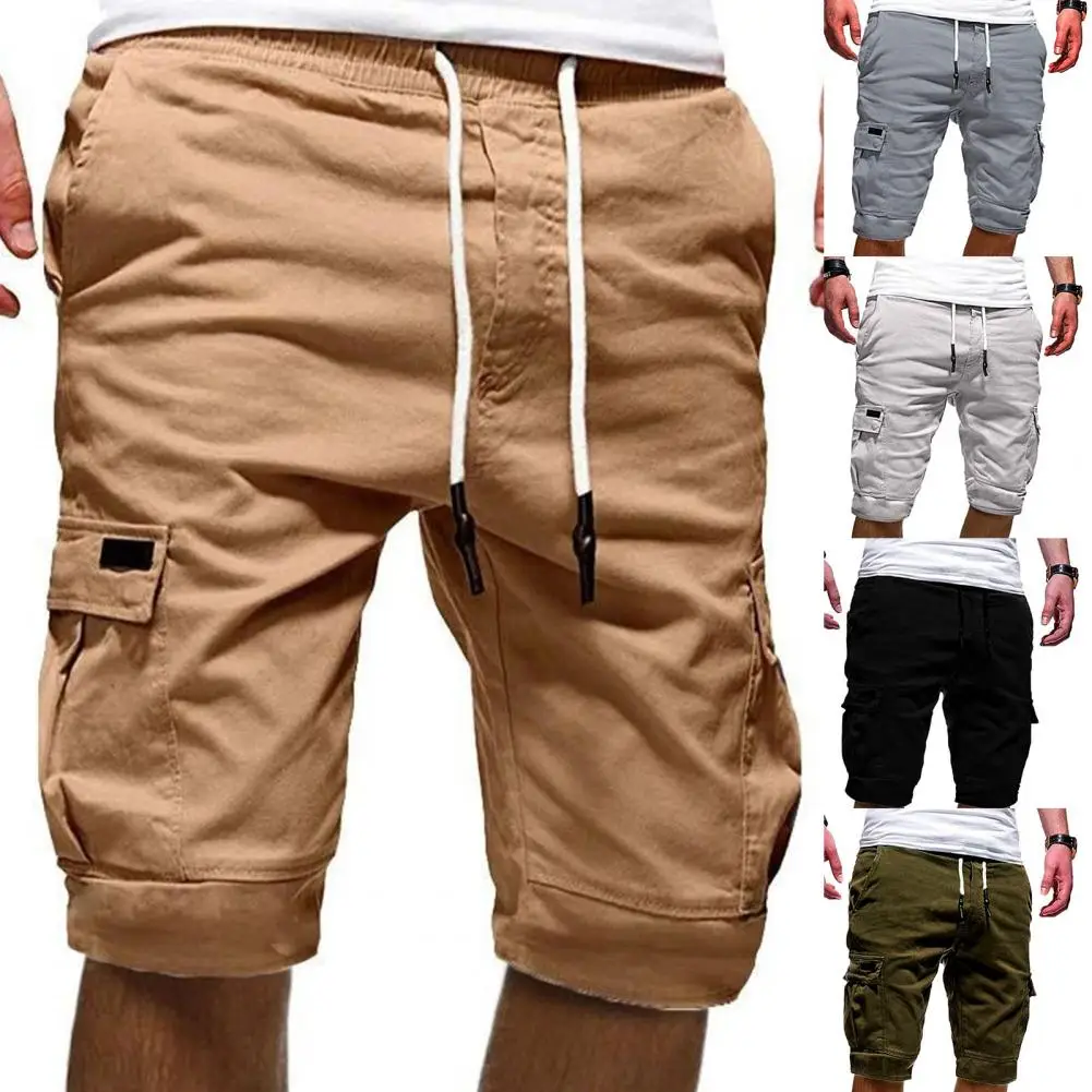 Shorts Cool Summer Solid Color Multi Pockets Jogger Loose Drawstring Shorts Plus Size Male Short Trouser
