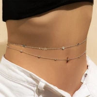gift waist link necklaces accesspries body jewelry for women shiny sequins belly chain multi chain trendy double layer