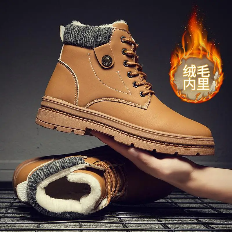 

Snow Boots Men's Winter 2023 New Black High-Top Big Toe Cotton Shoes Men's Fleece-Lined Warm Martin Booties