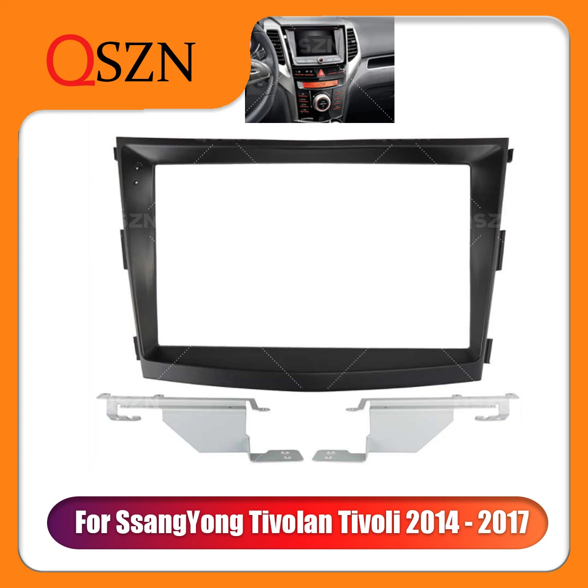 

QSZN 9 Inch Car Radio Frame Fascia For SsangYong Tivolan Tivoli 2014 - 2017 Fitting Installation Dashboard Mount Kit 2 Din