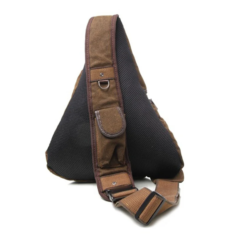 Мужской холщовый рюкзак-слинг дорожная вместительная сумка-мессенджер на ремне