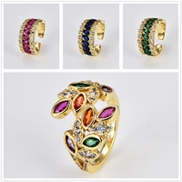 open metal rings zircon micro pave luxury jewelry charms colored gem plating ring fashion personality banquet wedding handicraft