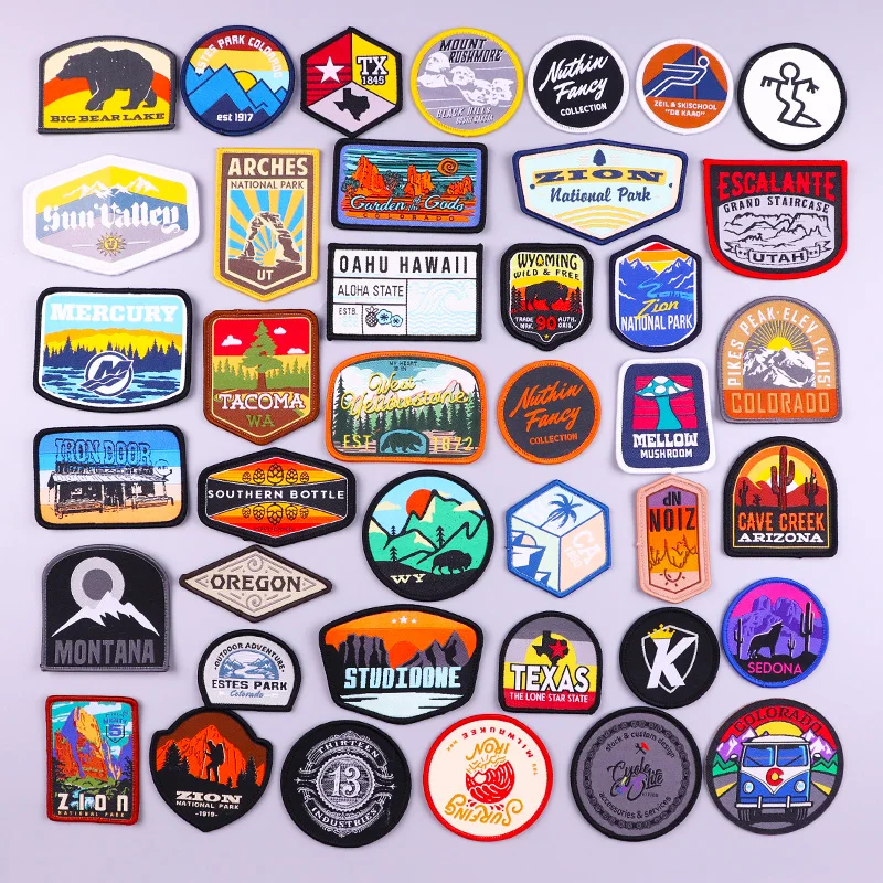 Outdoor Travel Patch Mountain Patches On Clothes Sew On Patches For Clothing Applique On Fabric Nature Adventure Badge Stickers