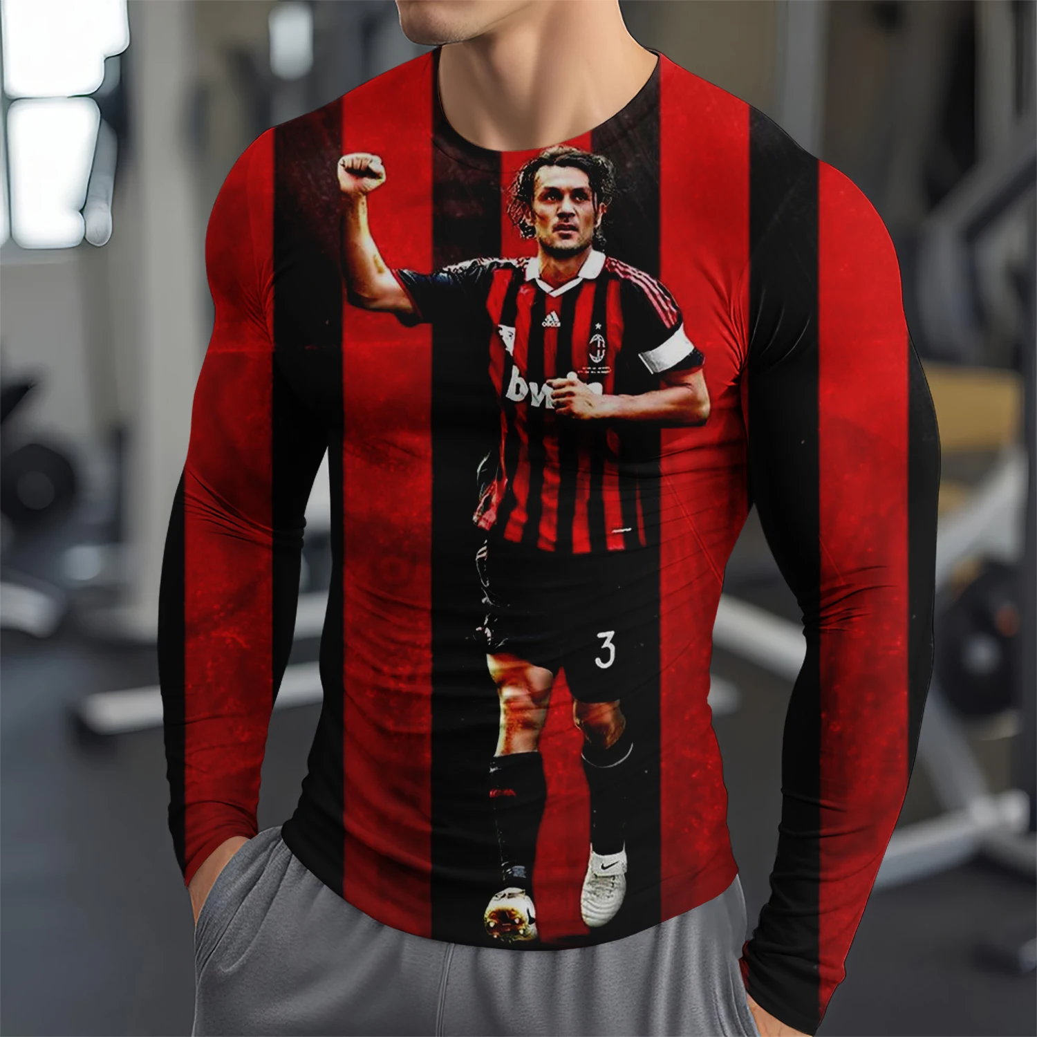 Модная Футболка Maldini С 3D Принтом Звезды И Длинными Рукавами Удобный Спортивный