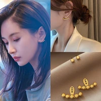 design europe and america shiny beads stud earrings women stainless steel no fading earrings korean fashion jewelry for party