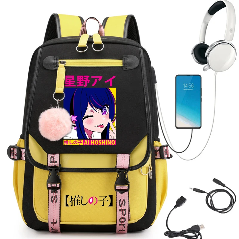 

Anime Ai Hoshino Oshi Wink Backpack Leisure Kawaii Student Primary School Book Bags for Teenagers Girls Daypack Travel Rucksack