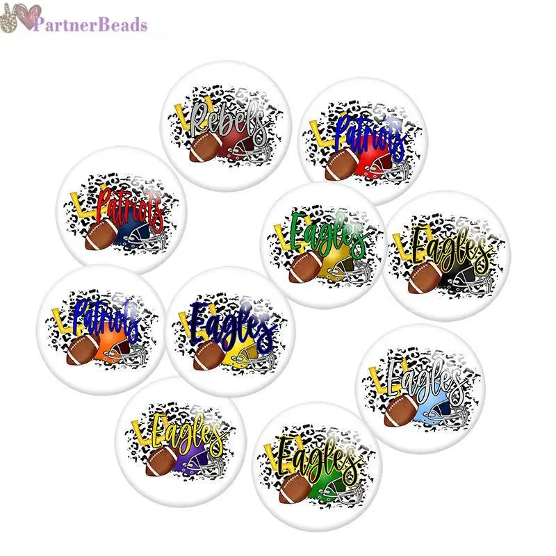

Football Round Photo Glass Cabochon Demo Flat Back Making Findings 20mm Snap Button N6401