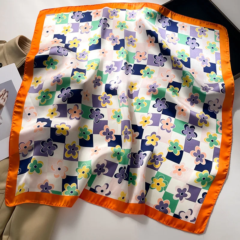 Женский квадратный шарф из искусственного шелка 70x70 см