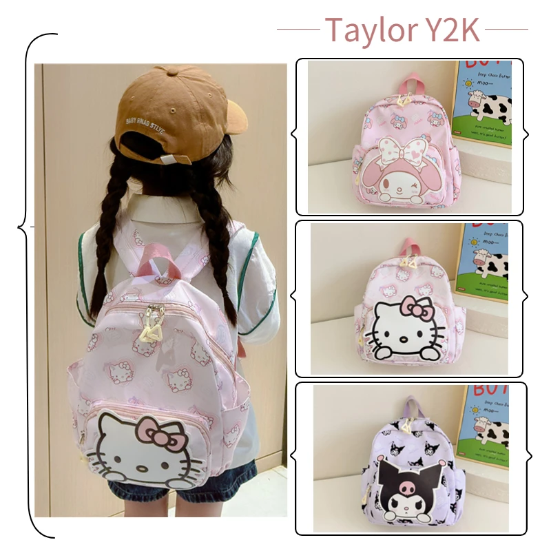 

Kawaii Sanrio Hello Kitty Backpack Japanese Dopamine Y2K Girls Shoulders Bag Anime Fashion High Beauty Oxford Student Canvas Bag