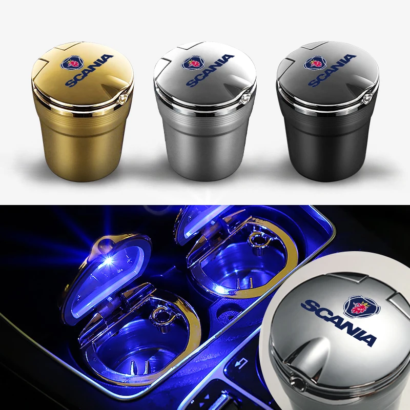 

Holders Creative Personality ashtray Creative cigarette dustbin 1pcs For Tamiya Scania R620 K250 R470 Car Ashtray LED Lights