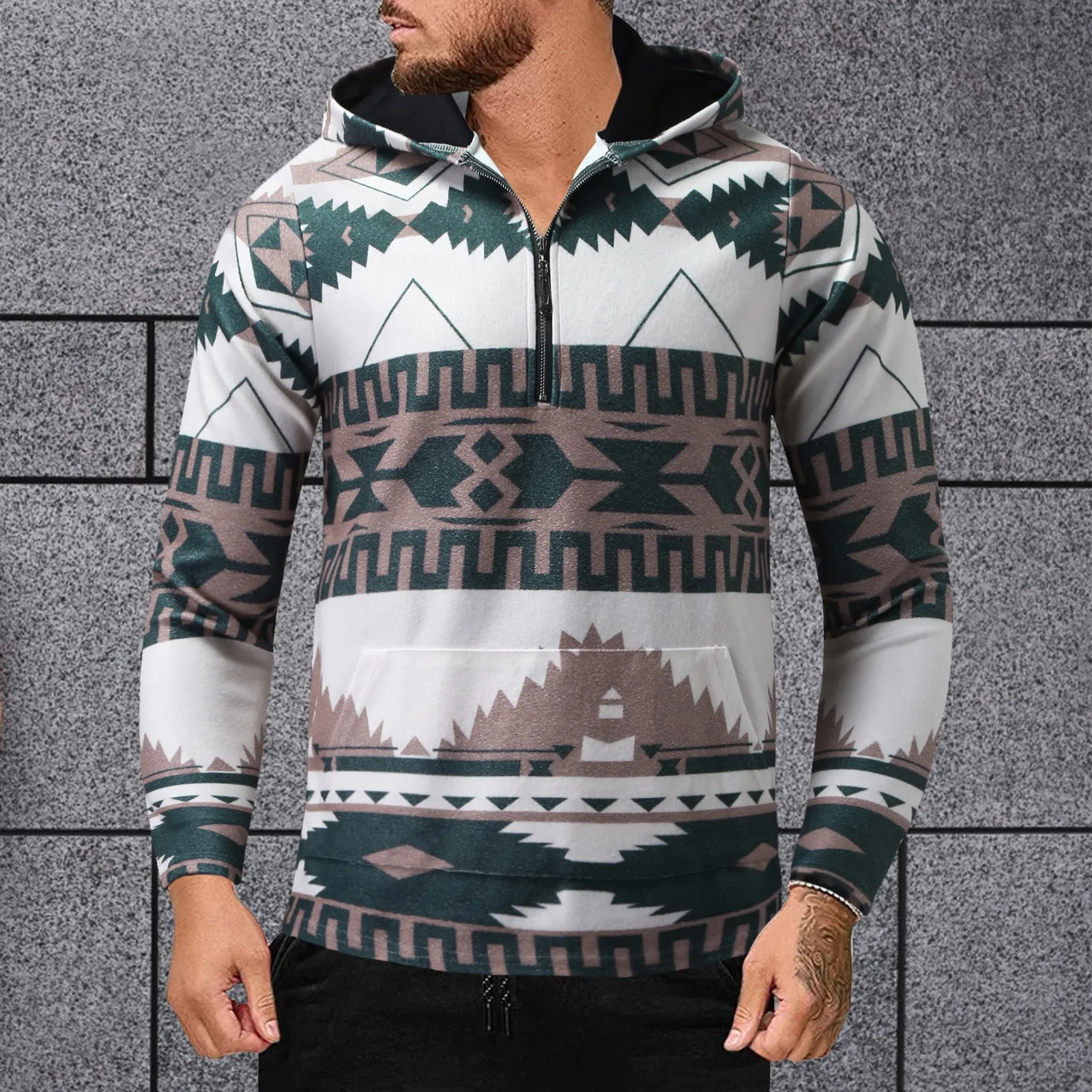 

Vintage Hoodie Men Geometric Print Sweatshirts High Quality Pullover Hiphop Clothes Ethnic Vintage Folk Sweatshirts Tops Moletom