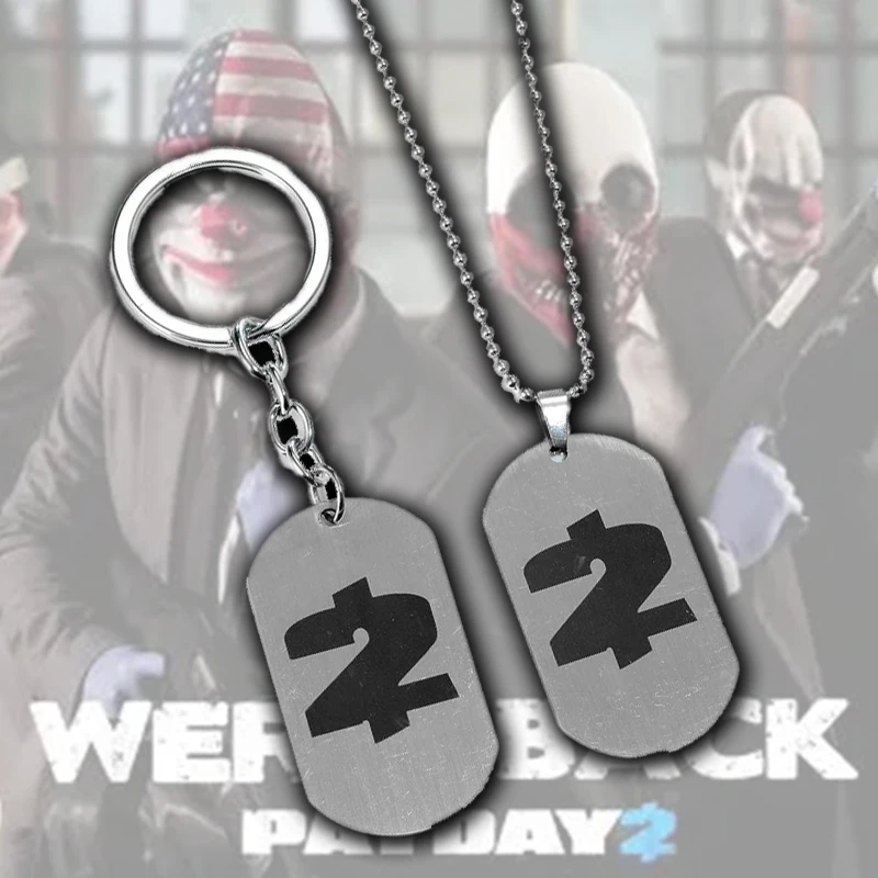 

PAYDAY 2 Keyring Switch CRIME.NET Dallas Wolf Chains Hoxton John Wick Houston Clover Scar Bain Keychain Accessories Necklace