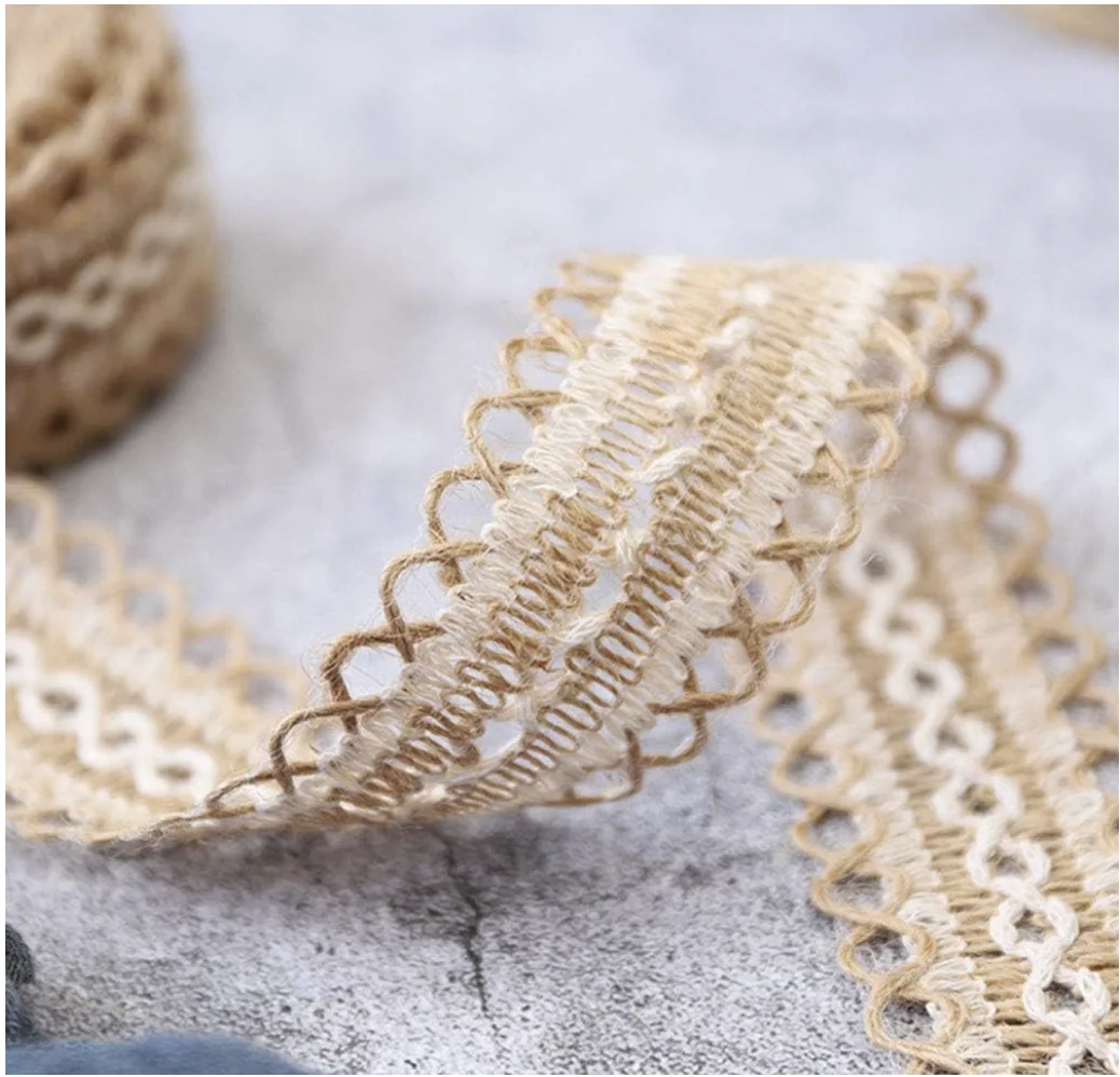 Рождественская мешковиная кружевная отделка натуральные кружевные ленты из