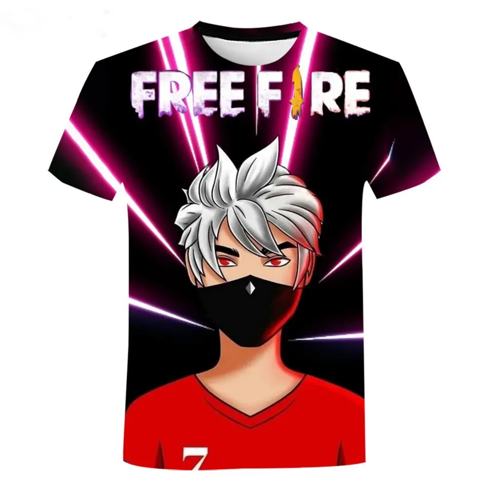

2022 Game Free Fire T Shirt Children New Kawaii Funny Summer Cartoon 3D T-shirt For Boys Girls Kid Clothing Unisex Short Sleeves