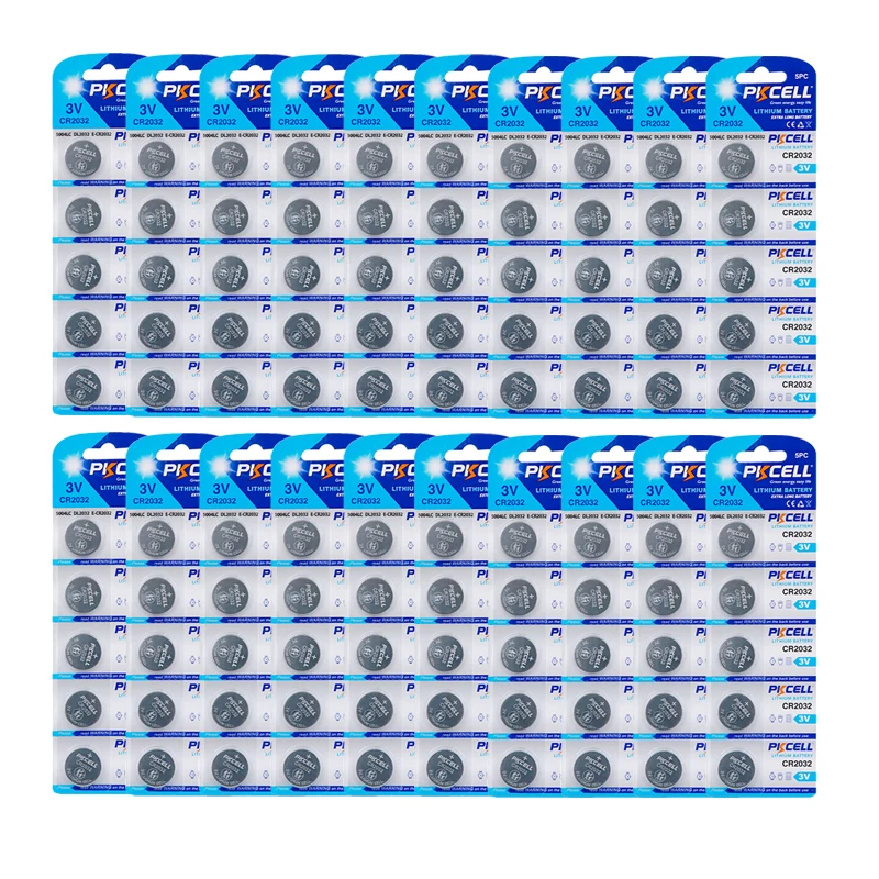 

100Pcs/20card PKCELL 3V Battery CR2032 Lithium Button Battery BR2032 DL2032 CR 2032 Button Coin Cell Watch Batteries