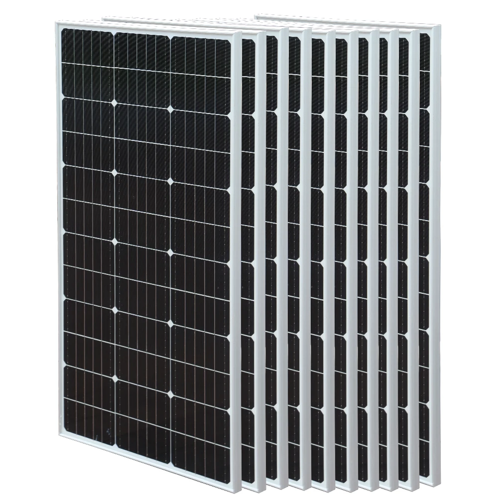 Set 1000w 10 Pcs Glass Solar Panel 100w Solar System Renewable Energy Photovoltaic Solar Battery Cost