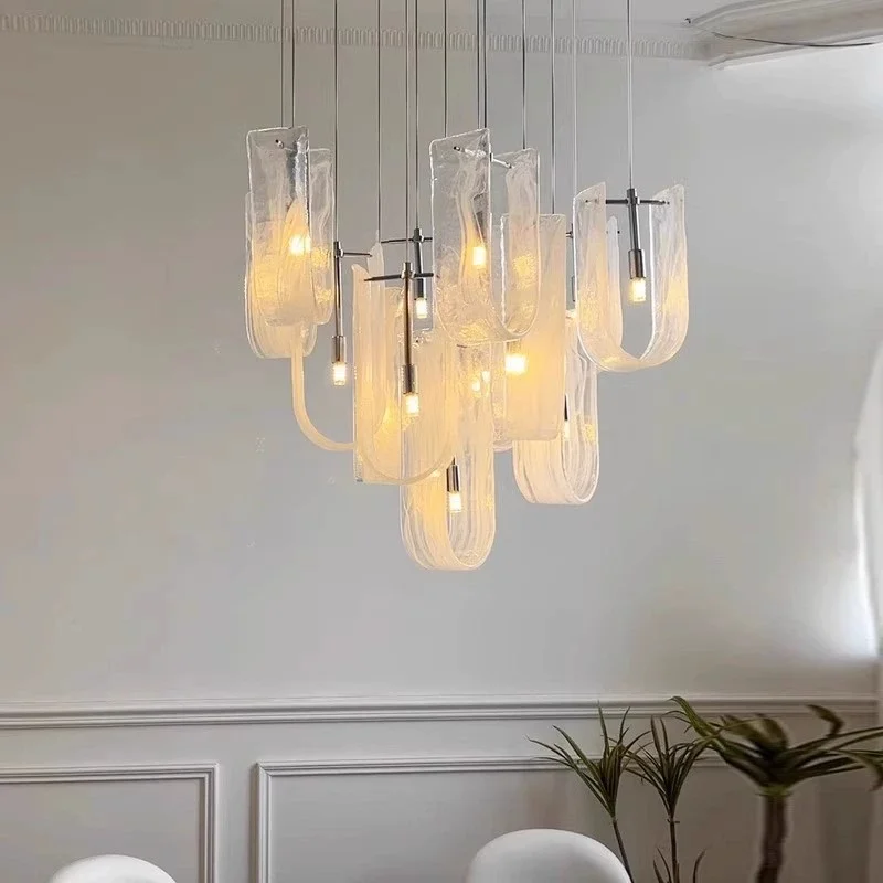 Фото Итальянские роскошные подвесные светодиодные светильники из стекла Cloud Glass для гостиной, виллы, ресторана, спальни, отеля, элитная люстра, декоративное освещение для дома №1