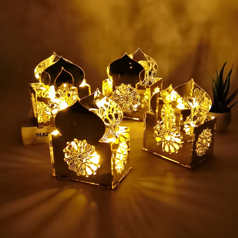 

Ramadan Decoration Mirror Acrylic Candle Holder Desktop Ornament For Home Table Decor Islamic Muslim Party Eid Mubarak Supplies