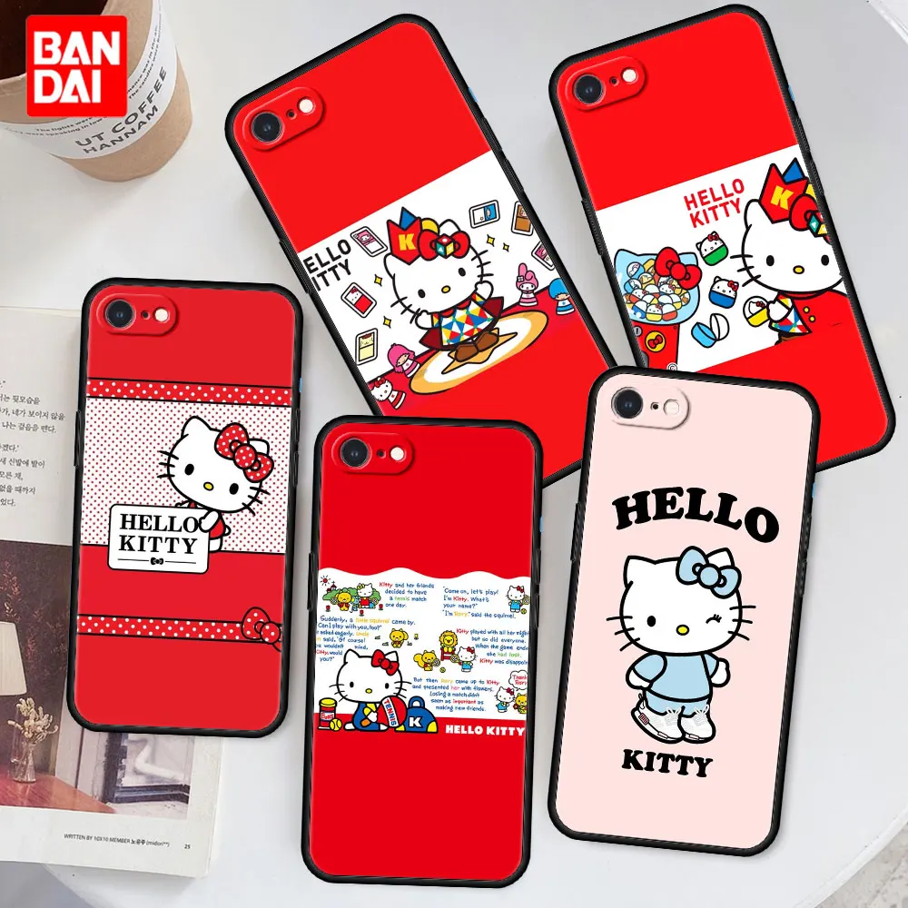 

Hello Kitty Art Japan Case for iPhone 6 6s 7 8 X XR XS XS Max SE 2020 Plus 6plus 7plus 8plus Silicone Cover Black Funda Capinha