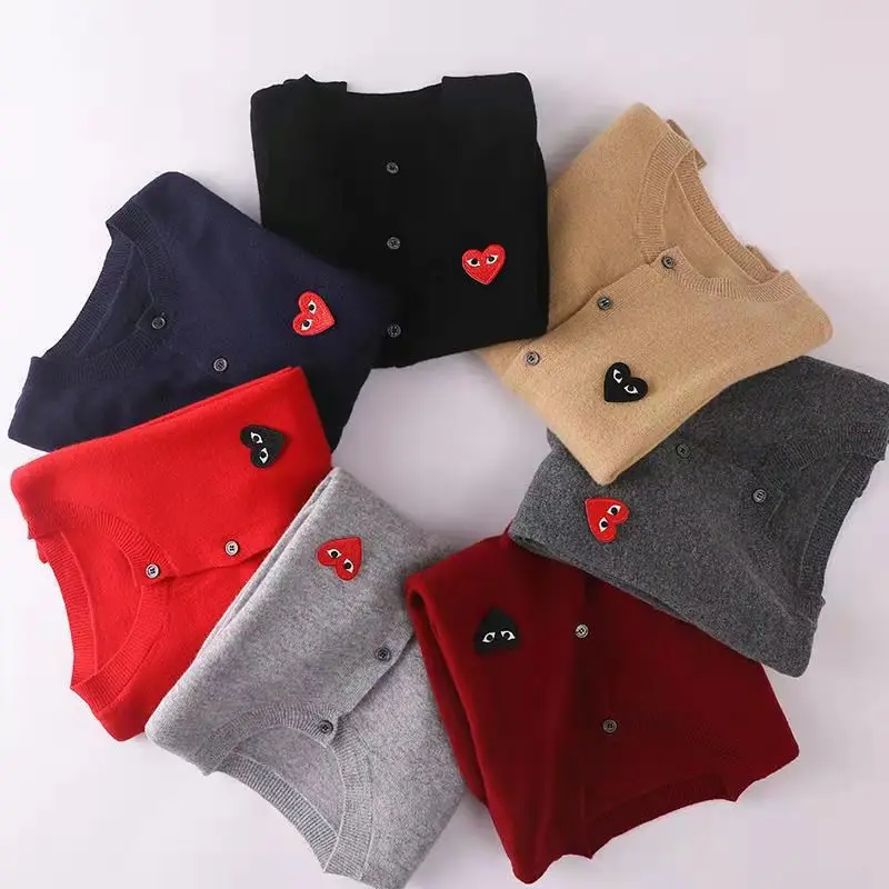 

2022 autumn and winter new Chuanjiu knitted love cardigan bowling sweater couple parent-child wool bottom coat
