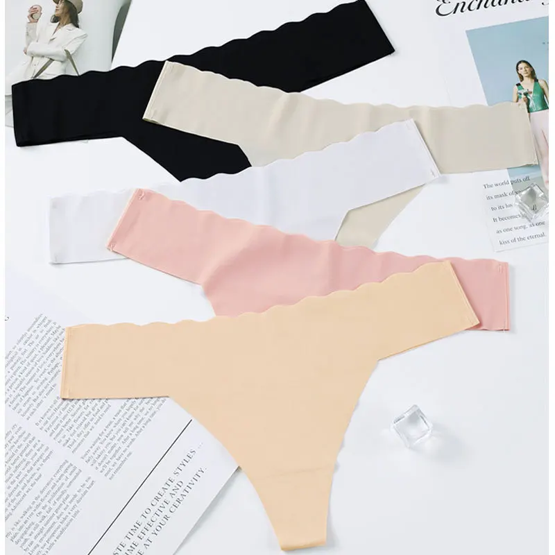 1 Pcs/Pack Ice Silk Women's Seamless Underwear Solid Low Rise Sexy Thong Ladies Sports Intimate G-string Panty S-L