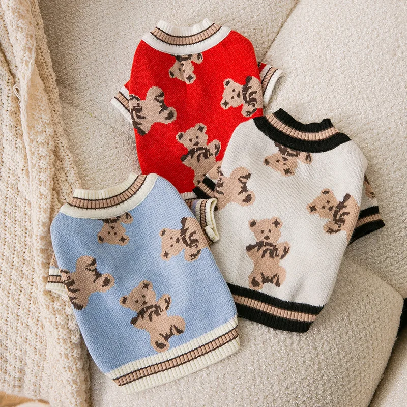 

Autumn winter Knitted sweater fashion Cardigan coat Cute pattern puppy clothes small dog shirt Chihuahua Yorkshire Sweatshirt