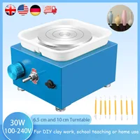 Mini Potter's Wheel, 6.5/10cm Turntable,Electric Potter's Wheel Forming Machine DIY Clay Tool With Tray For Ceramic Pottery Work