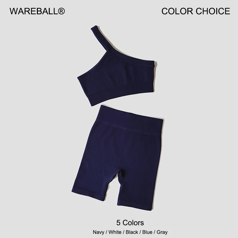 Бесшовный Женский Комплект Для Йоги Спортивный Бюстгальтер Шорты На Одно Плечо И