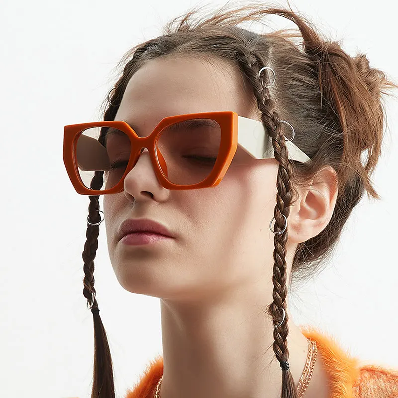 

New Orange Frame European Style Sunglasses Woman's Fashion Sun Glasses Oversize Vintage Plastic Big Shades